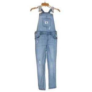 CALVIN KLEIN Distressed Denim Overall Girls' 10
Logo Strap